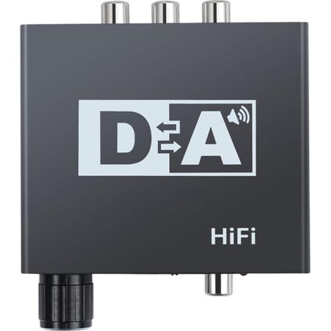 Fiber Coaxial Dac Numérique vers Analogique avec Réglage du Volume Adaptateur Optique Bi-directionnel pour TV Soundbar et DVD Noir (1/5)