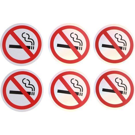 CCYKXA No Smoking Sign Sticker 6Pcs 82mm Car Van Window Taxi Room Warning Poster Anti-Scratch Self Adhesive Vinyl Warning Logo Sign