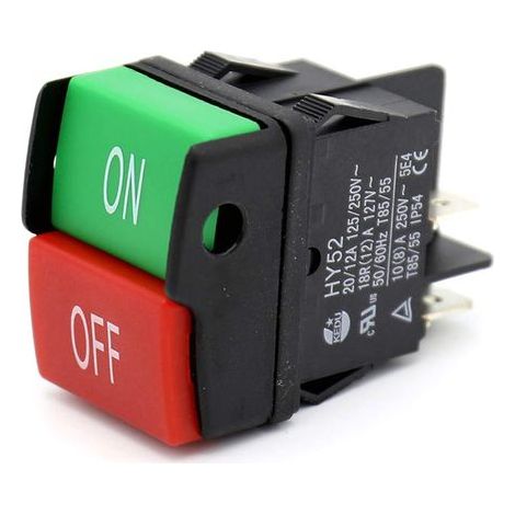 HY52 Lot de 1 interrupteurs à Bouton Poussoir pour appareils électroménagers, équipement électrique, Outils électriques 125/250 V 20/12/10 (8) A, HY52, 250.00V (1/5)
