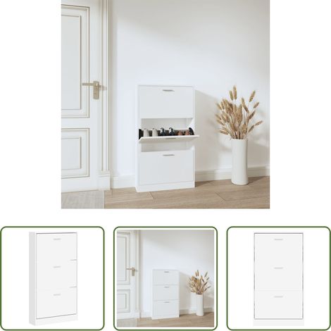 Schuhschrank Weiß -  Schuhschrank Weiß 59 x 17 x 108 cm Holzwerkstoff (1/5)