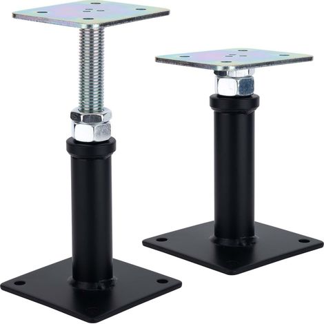 Lot de 2 supports de poteau réglables en hauteur - Plage réglable de 150 à 230 mm - En acier galvanisé - Pour clôtures, abris, pergolas, travaux de construction (1/5)