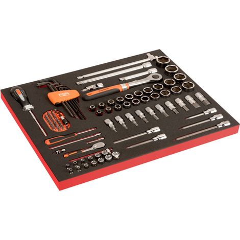 Bahco Fit&Go 3/3 Werkzeugeinlage mit 1/2 bis 3/8 Steckschlüssel-Satz - 101-tlg.