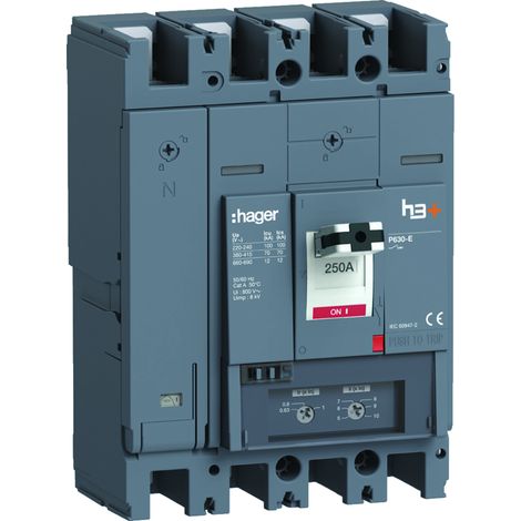 Disjoncteur h3+ P630 TM 4x250A 70kA - HAGER HEW251DR