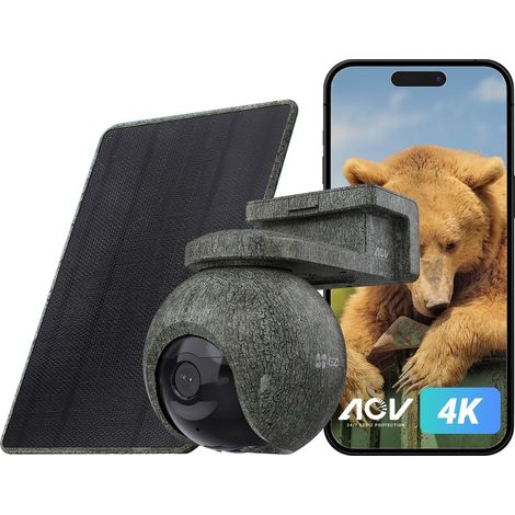 EZVIZ 4G LTE 4K Wireless WiFi Surveillance Camera with Solar Panel 8W 4G WiFi Basc Auto AOV Mode 2 Detection 20+ Animal AI Human Vehicle 360°PTZ GPS Night Vision 940nm EB8 Pro Ranger (1/5)
