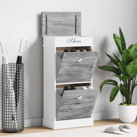 Schuhschrank Grau 50 x 28 x 98 cm Paulownia Holz (1/5)