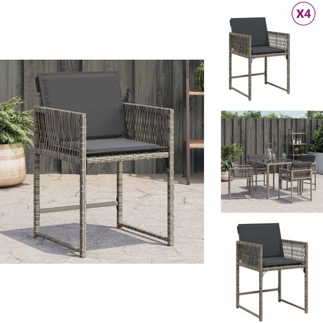 Gartenstühle mit Kissen 4 Stk. Grau Poly Rattan - Gartenstühle - Outdoor Möbel - Rattan Gartenmöbel - Gartenlounge - Balkonmöbel (1/5)