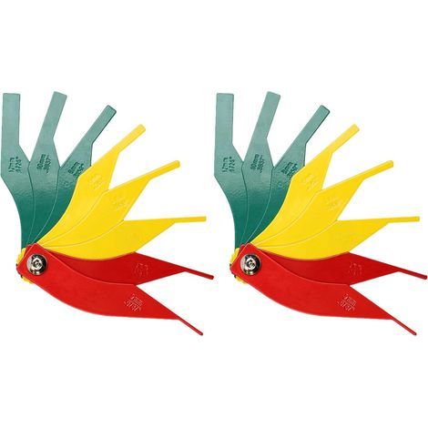 Lot de 2 jauges d'épaisseur de garnitures de frein, ensemble 8 en 1, code couleur/SAE et métrique/outil de mesure robuste pour garnitures de frein (1/3)