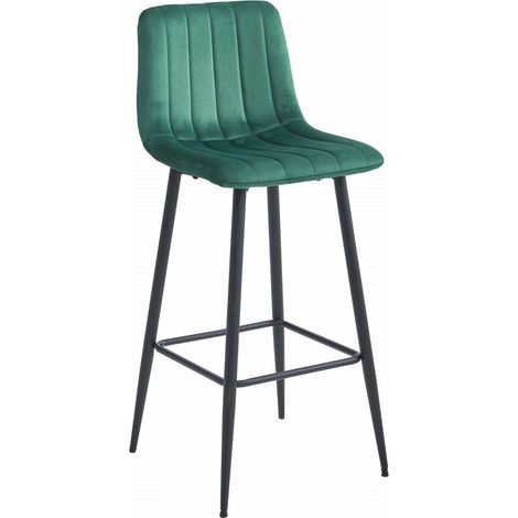 Sgabello POZZA - velluto verde scuro / gambe nere x 1 (1/4)