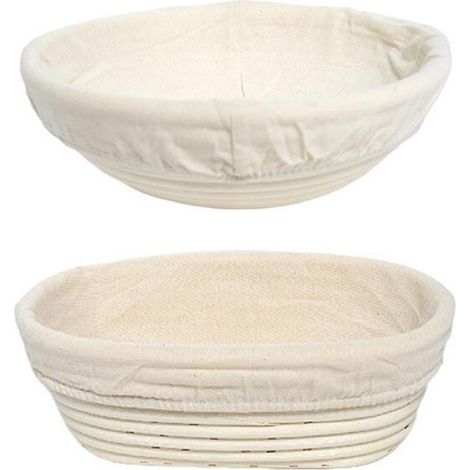 Panier à pain de fermentation - 2 pièces - Panier à pain - Rotin - Housse en tissu incluse - Outil de fermentation - Accessoires de boulangerie - Convient pour le levain - 1 rond 25 x 8 cm + 1 ovale 2 (1/5)