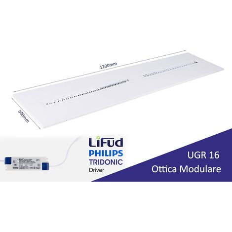 Pannello Led Con Ottica Modulare UGR 16 Bianco Neutro 30W 30X120cm 150LM/W Per Ufficio Enti Pubblici (1/3)
