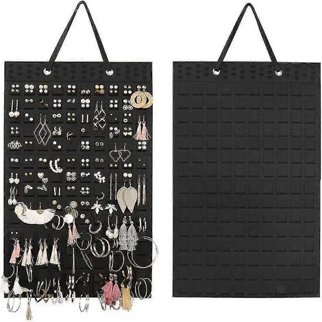 Organisateur de boucles d'oreilles suspendu, porte-boucles d'oreilles et 20 crochets, pouvant contenir jusqu'à 300 paires, design compact, matériaux doux, cintre pour boucles d'oreilles, (1/5)