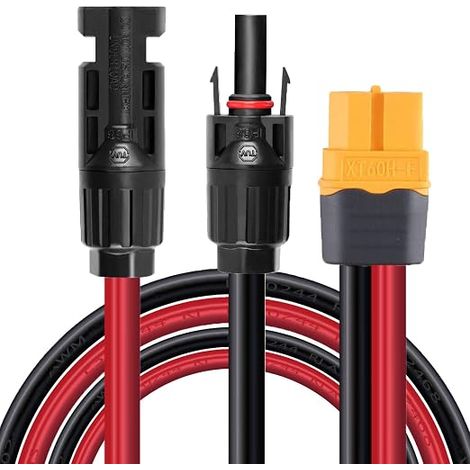 Solar Cable 10AWG 6mm2 Connector XT60 Solar Panel Adapter Compatible for 0.6M (1/4)
