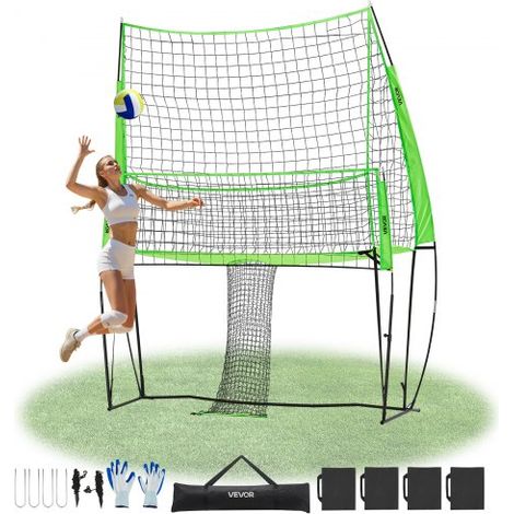 Sistema de Red de Entrenamiento de Voleibol, Equipo de Práctica de Altura Ajustable con Retorno de Pelota, Fácil de Instalar para Patio, Interior y Exterior, Servicio y Remate, 2,4 x 3,3 m