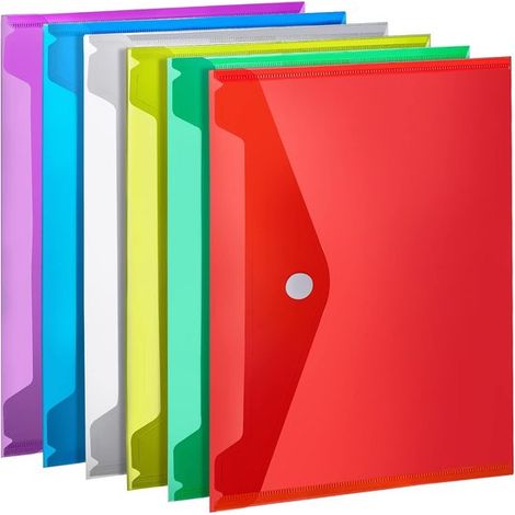 Cartelle portadocumenti A4, cartelle portaoggetti in plastica con chiusura a scatto, impermeabili, per documenti e articoli per ufficio, vari colori, trasparenti (1/5)