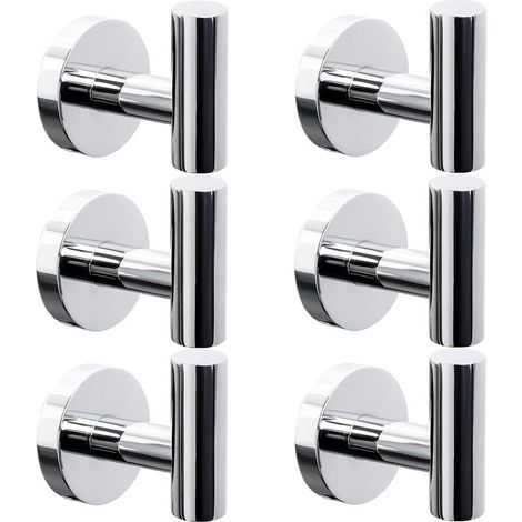 Irovami Crochets muraux inox – lot 6, argenté, salle de bain/cuisine (1/5)