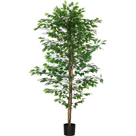 Künstlicher Ficus mit realistischem Aussehen, 180 cm, mit Topf, grün (1/3)