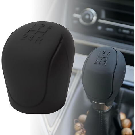 Housse Pommeau de Vitesse Universel, Protection Levier de Vitesse Voiture en Silicone pour Pommeau Levier Voiture 6 Vitesses Peugeot 308, Noir (1/5)