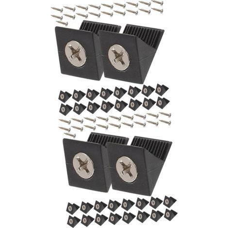 200 black plastic drawer spacers, rear stabilizer connectors, drawer bottom connectors (with screws) (1/5)