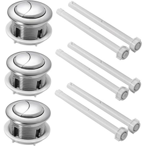 3 pièces Bouton Poussoir Chasse Eau Wc, Argenté, Abs (1/5)