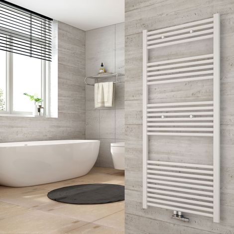 Heilmetz Radiador de baño secador de toallas calefacción 1400 x 600 mm Blanco radiador de toallas conexión media calentador de toallas