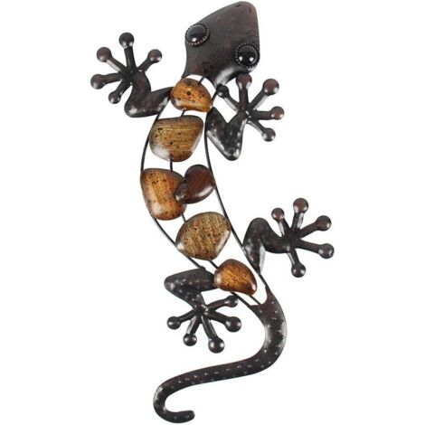 Métal Gecko décoration murale extérieure lézard jardin Art décorations suspendues pour patio ou clôture, 15 pouces de long (1/5)
