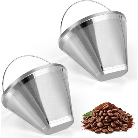 Filtre à Café en Acier Inoxydable, Adapté au Remplacement du Filtre à Café, Filtre à Café Permanent à 4 Cônes, 2 Pièces (1/5)