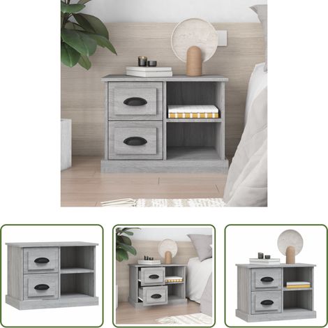 Nachttisch mit Schubladen - Nachttisch Grau Sonoma 60x35,5x45 cm (1/5)