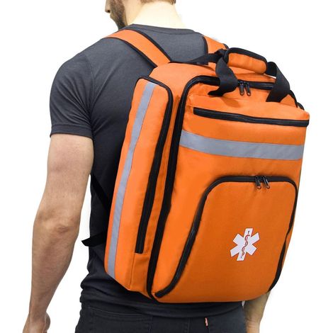 Erste-Hilfe-Rucksack leer, Notfalltasche mit Reflektoren, große Kapazität, orange
