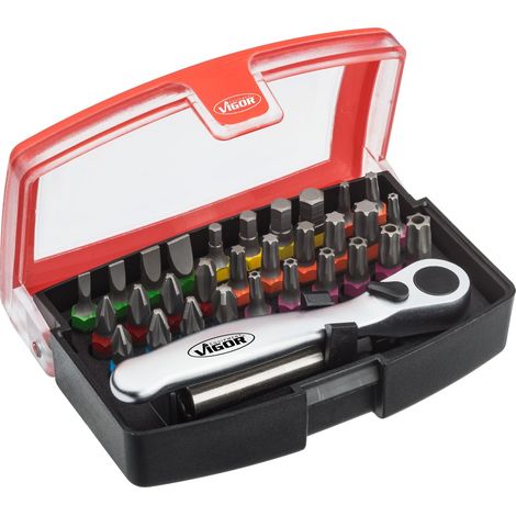 Vigor Bit Box mit Umschaltknarre 1/4-Zoll 32-teilig V5502 (1/5)