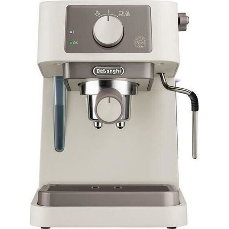 Cafetière italienne DELONGHI STILOSA EC235.CR – Solo pompe – Bouilloire inox – Compatible ESE – Buse vapeur – Finition crème