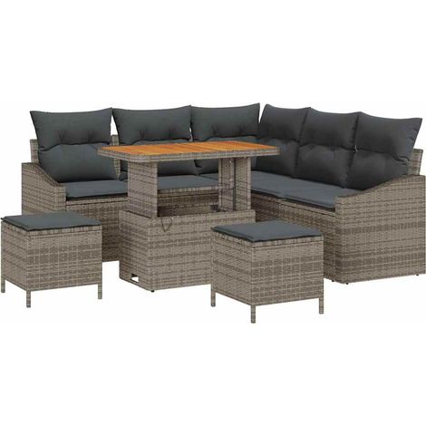 Maison Exclusive - Set Divano da Giardino con cuscino 8 pcs Grigio Poly Rattan