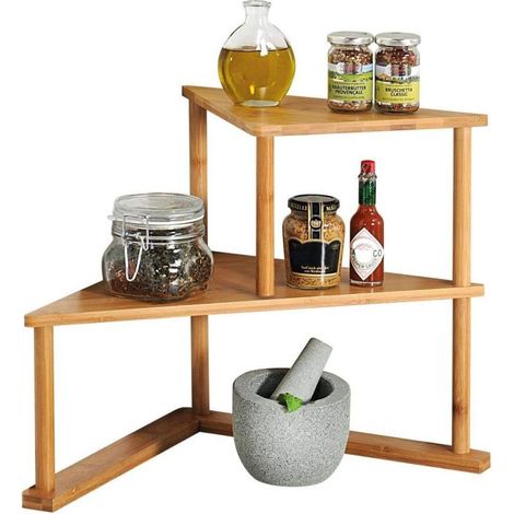 Étagère dAngle Cuisine - Bambou FSC - 52 cm x 29,5 cm x H 39 cm - Livraison gratuite (1/4)