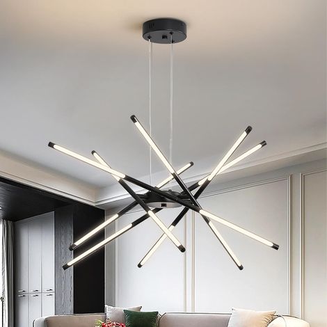 Lustre moderne à LED Spoutnik, noir/doré, plafonnier industriel à suspendre avec 12 têtes pour salon, salle à manger, cuisine, chambre à coucher (1/5)