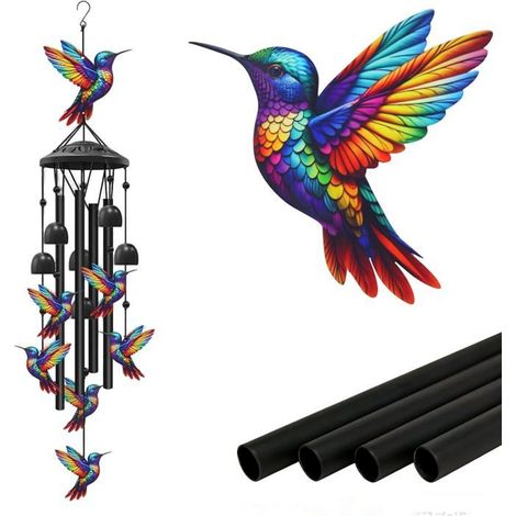 KLVGTIFS PU - Carillon éolien pour extérieur,Meilleur cadeau pour maman,femme, grand-mère, amie,Décoration de terrasse pour salon, cour(Colibri) (1/5)