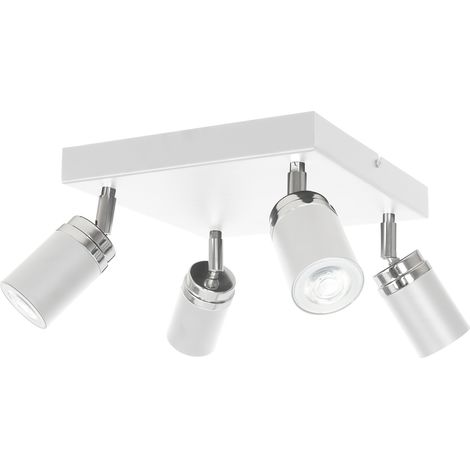 Plafonnier carré 4 spots blanc/chrome GU10 Reno Luminex