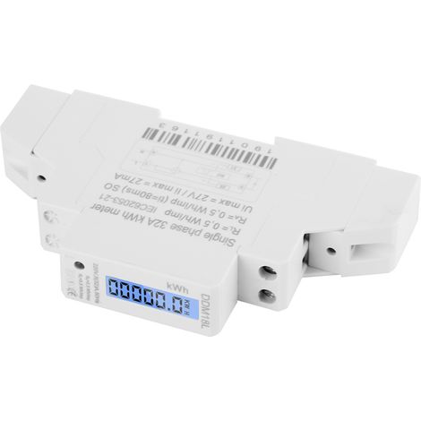 Compteur électrique monophasé 1P sur rail DIN avec affichage numérique LCD (1/5)