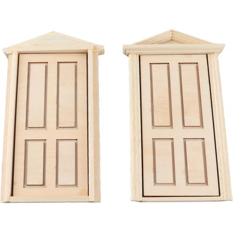 Lot de 2 portes miniatures pour maison de poupée (échelle 1:12 ou 1:16), en bois, idéales pour Noël. (1/5)