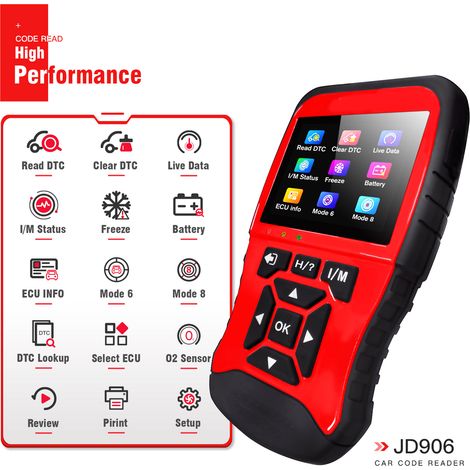 Ortviai Lecteur de codes diagnostic automobile OBD2 et CAN JDIAG JD906 avec test batterie, mode I/M et données en temps réel (1/5)