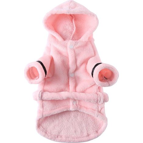 Pyjama d'hiver en flanelle douce à capuche épaisse, séchage rapide et serviette de bain ultra-absorbante pour chien, vêtement de nuit doux pour animaux de compagnie, taille S (1/5)