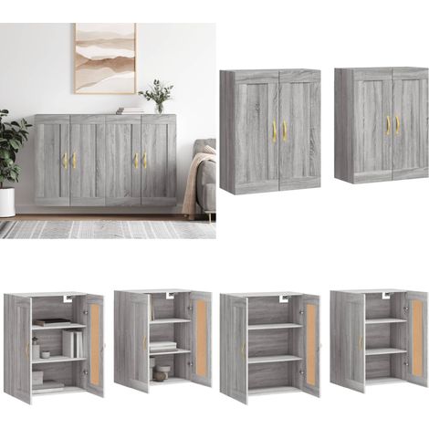 Armoires murales 2 pcs sonoma gris bois d'ingénierie - Rangement - Bois d'ingénierie (1/5)