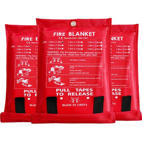 Lot de 4 couvertures anti-feu en fibre de verre, 100x100 cm, protection urgence maison, ignifuge, équipement sécurité incendie (1/5)