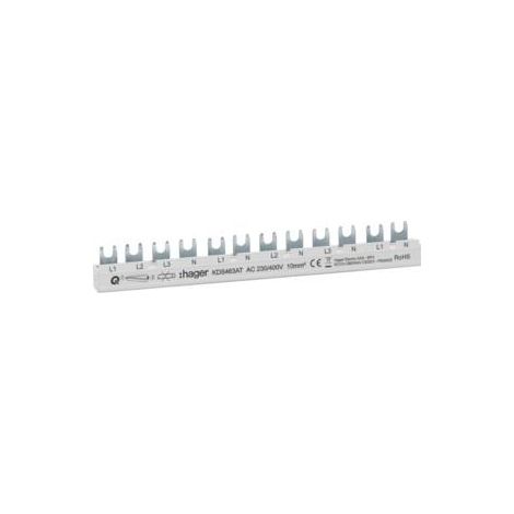 JEU DE BARRES 12 MODULES 63A L1L2L3N-L1N-L2N - JEU DE BARRES PHASE 3-P 10MM² 215MM HAGER KDS463AT
