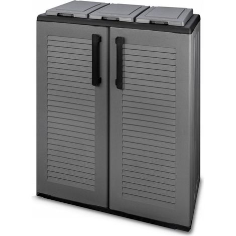 ARMADIO PATTUMIERA BASSO IN PLASTICA 3 SCOMPARTI DIMENSIONI 68 X 37 X H84 CM (1/3)