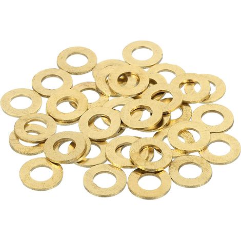38Pcs Rondelle Métal Plate Laiton, Kit Rondelles Écrasables Cuivre M6 Assortiment, 6mm Alésage, 12mm OD, 1mm Épaisseur Pour Boulons Vis Réparation Mécanique, Construction (1/5)