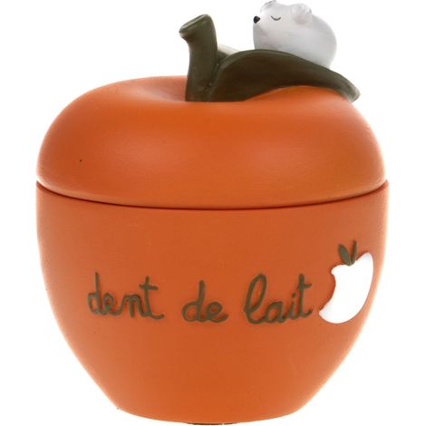 Petite boite à dents de lait en résine en forme de pomme orange (1/3)