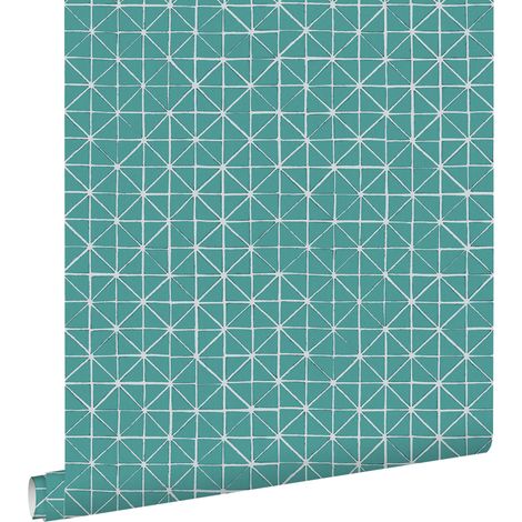 papier peint formes géométriques vert aqua foncé - ESTAhome (1/5)