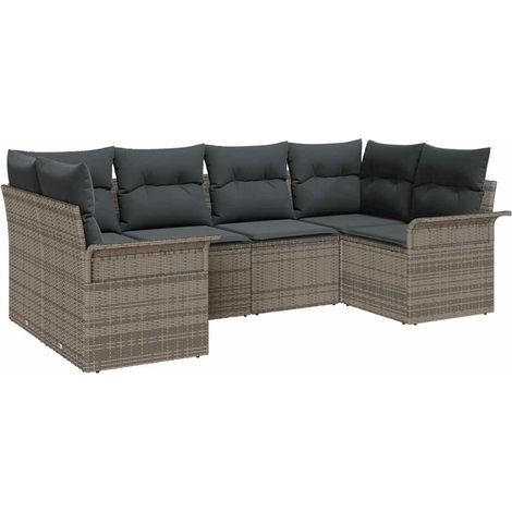 Maison Exclusive - Set Divano da Giardino con cuscino 6 pcs Grigio polyrattan