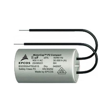 Condensador Pp 8Uf Mf 400V Reconocimiento Con Cables De Repuesto FAAC 7601355 Pack.2PZ