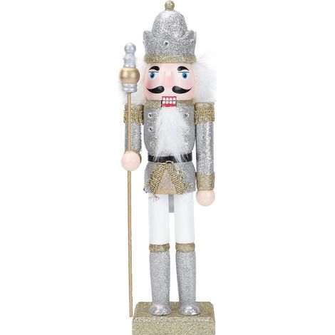 figurine de soldat Casse-Noisette - Cadeau de Noël pour enfants - Décoration de Noël-30x7.5cm-Silver (1/3)