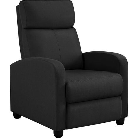Yaheetech Poltrona Relax Reclinabile Regolabile Divano Monoposto con Poggiapiedi da Soggiorno Camera da Letto 61,5 cm × 87 cm × 99 cm Nero/Tessuto